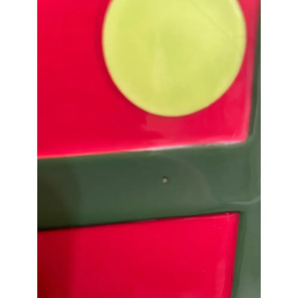 Crafty Christmas Collection Red Ceramic Box With Green Polka dot and Ribbon Jar